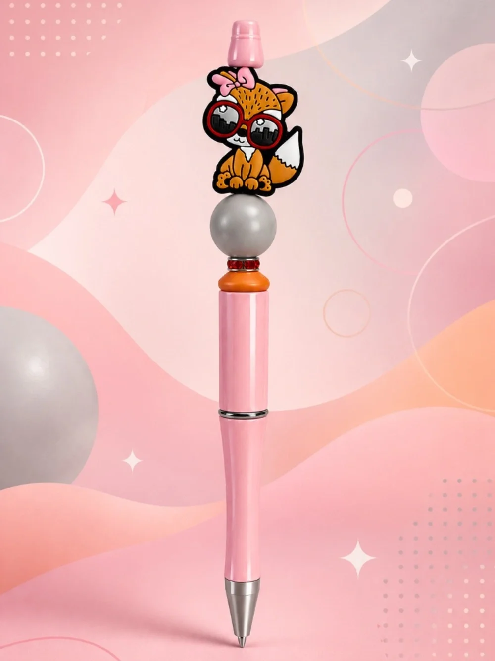 Foxy Blush Charm Beaded Pen